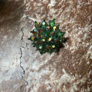 Vintage Green Crystal Bead Brooch
